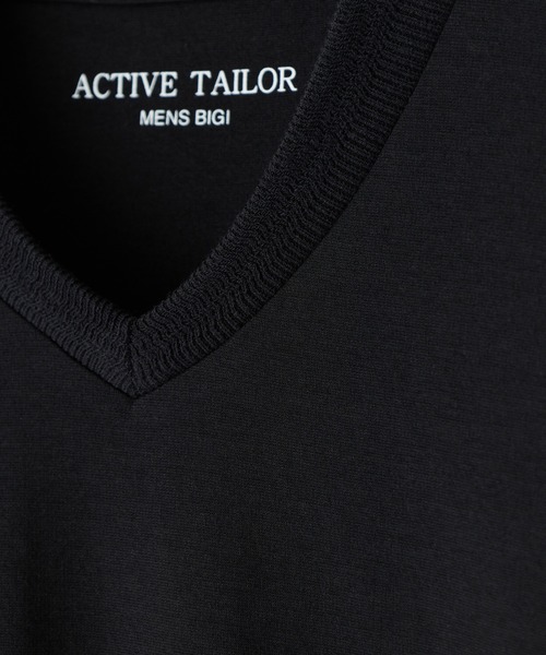 MEN'S BIGI（メンズビギ）の「アクティブテーラー シルケットスムース VネックロングTシャツ［シルケット加工/抗菌防臭/帯電防止］（Tシャツ/カットソー・メンズ・ホワイト/ブラック/グレー・01/02/03/04/05）」の17枚目の写真