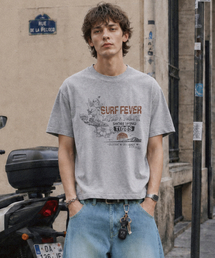 サーフフィーバー リラックスド クロップTシャツ_メランジ