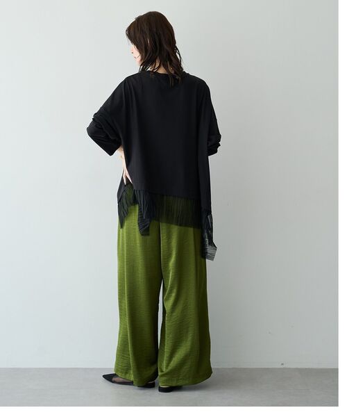 Editt by YECCA VECCA(エディットバイイェッカヴェッカ)の「ビンテージサテンワイドパンツ(その他パンツ・レディース・グリーン/ベージュ/ブラック・FREE)」の5枚目の写真