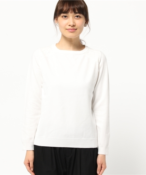 NATURAL BEAUTY BASIC(ナチュラルビューティーベーシック)の「ショルダーパネルレースニット(ニット/セーター・レディース・ホワイト系その他/ピンク/グレー・MEDIUM)」の8枚目の写真
