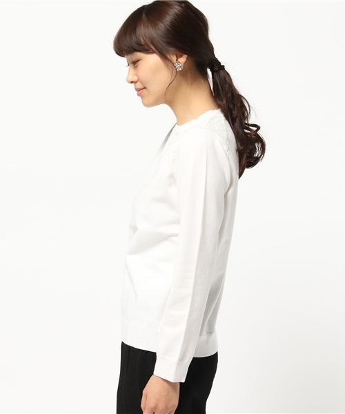NATURAL BEAUTY BASIC(ナチュラルビューティーベーシック)の「ショルダーパネルレースニット(ニット/セーター・レディース・ホワイト系その他/ピンク/グレー・MEDIUM)」の9枚目の写真