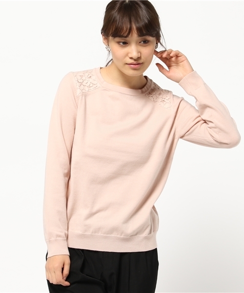 NATURAL BEAUTY BASIC(ナチュラルビューティーベーシック)の「ショルダーパネルレースニット(ニット/セーター・レディース・ホワイト系その他/ピンク/グレー・MEDIUM)」の12枚目の写真