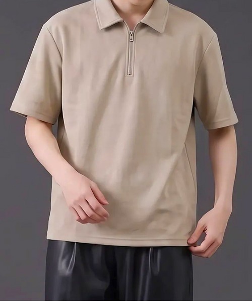 revertical(リバーティカル)の「ハーフジップ 半袖ポロシャツ(ポロシャツ・メンズ・ベージュ/ホワイト/ブラック・MEDIUM/LARGE)」の3枚目の写真