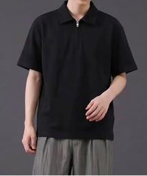 ハーフジップ 半袖ポロシャツ