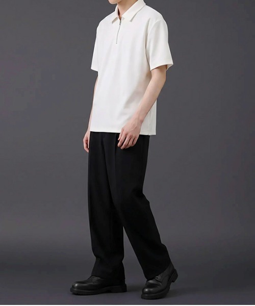 revertical(リバーティカル)の「ハーフジップ 半袖ポロシャツ(ポロシャツ・メンズ・ベージュ/ホワイト/ブラック・MEDIUM/LARGE)」の6枚目の写真