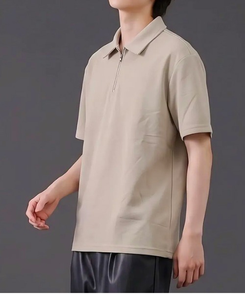 revertical(リバーティカル)の「ハーフジップ 半袖ポロシャツ(ポロシャツ・メンズ・ベージュ/ホワイト/ブラック・MEDIUM/LARGE)」の14枚目の写真