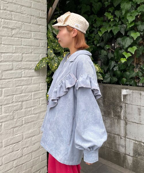 HELLO.SANFRANCISCO（ハローサンフランシスコ）の「【HELLO.SANFRANCISCO/ハローサンフランシスコ】コーデュロイフリルビックジャケット（ブルゾン・レディース・ピンク/イエロー/ブルー・ONE SIZE）」の7枚目の写真