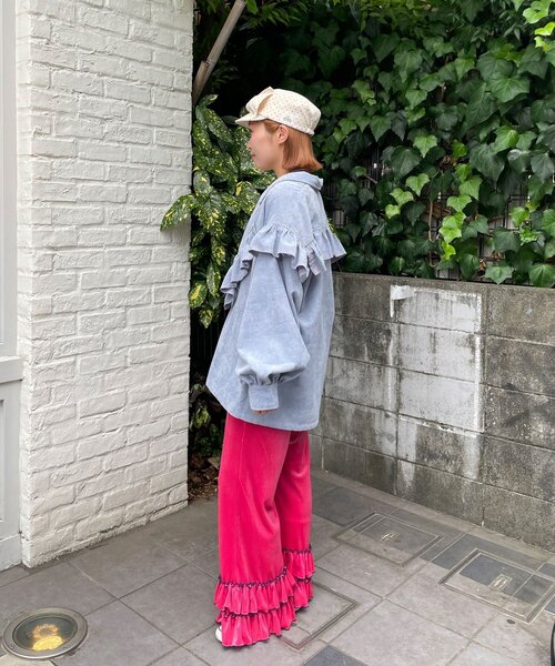 HELLO.SANFRANCISCO（ハローサンフランシスコ）の「【HELLO.SANFRANCISCO/ハローサンフランシスコ】コーデュロイフリルビックジャケット（ブルゾン・レディース・ピンク/イエロー/ブルー・ONE SIZE）」の10枚目の写真