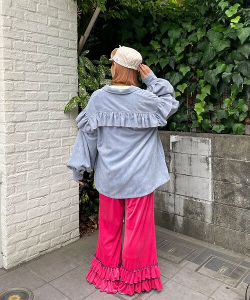 HELLO.SANFRANCISCO（ハローサンフランシスコ）の「【HELLO.SANFRANCISCO/ハローサンフランシスコ】コーデュロイフリルビックジャケット（ブルゾン・レディース・ピンク/イエロー/ブルー・ONE SIZE）」の11枚目の写真