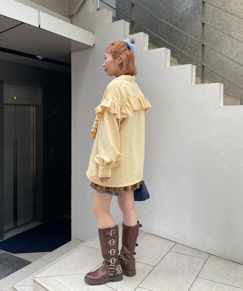 HELLO.SANFRANCISCO（ハローサンフランシスコ）の「【HELLO.SANFRANCISCO/ハローサンフランシスコ】コーデュロイフリルビックジャケット（ブルゾン・レディース・ピンク/イエロー/ブルー・ONE SIZE）」の18枚目の写真