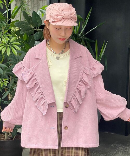 HELLO.SANFRANCISCO（ハローサンフランシスコ）の「【HELLO.SANFRANCISCO/ハローサンフランシスコ】コーデュロイフリルビックジャケット（ブルゾン・レディース・ピンク/イエロー/ブルー・ONE SIZE）」の20枚目の写真
