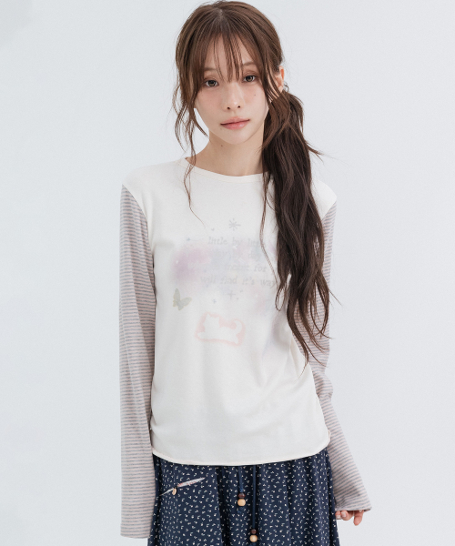 HIGH SCHOOL DISCO(ハイスクールディスコ)の「オーロラ グリッター ロングスリーブ_クリーム(Tシャツ/カットソー・レディース・その他・FREE)」の8枚目の写真