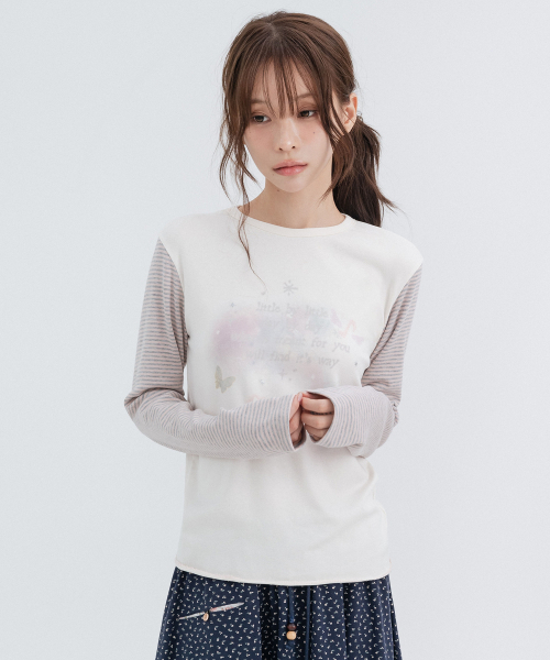 HIGH SCHOOL DISCO(ハイスクールディスコ)の「オーロラ グリッター ロングスリーブ_クリーム(Tシャツ/カットソー・レディース・その他・FREE)」の9枚目の写真