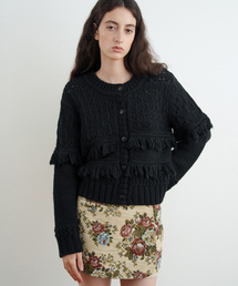 Fringe Knit Cardigan (Black)