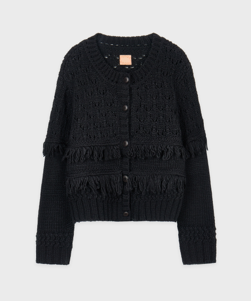 SINOON(シヌーン)の「Fringe Knit Cardigan (Black)(カーディガン/ボレロ・レディース・ブラック・FREE)」の4枚目の写真