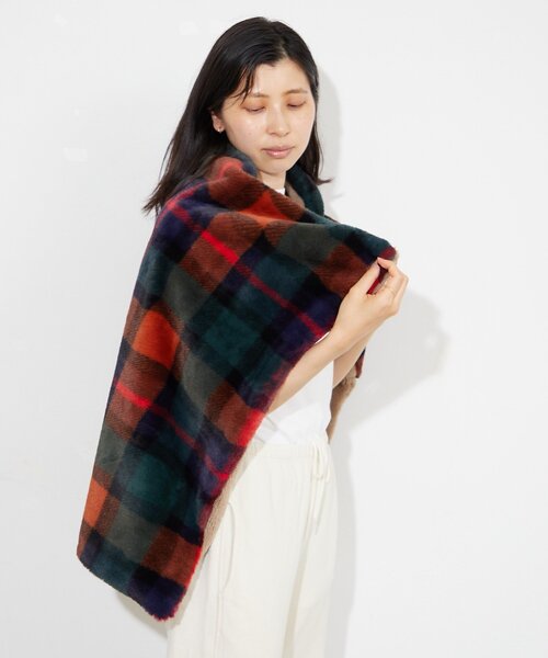 BIRTHDAY BAR(バースデイバー)の「チェックファーブランケット(ブランケット・レディース・レッド/ネイビー/イエロー・0)」の5枚目の写真
