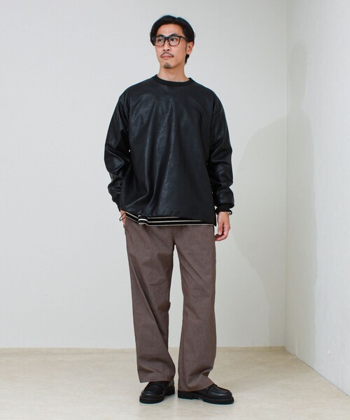 GLOSTER(グロスター)の「サイドジップレザープルオーバー(ブルゾン・メンズ・ブラック/ダークブラウン・S/M/L)」の13枚目の写真