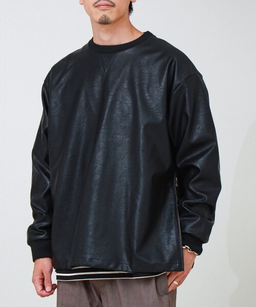 GLOSTER(グロスター)の「サイドジップレザープルオーバー(ブルゾン・メンズ・ブラック/ダークブラウン・S/M/L)」の14枚目の写真