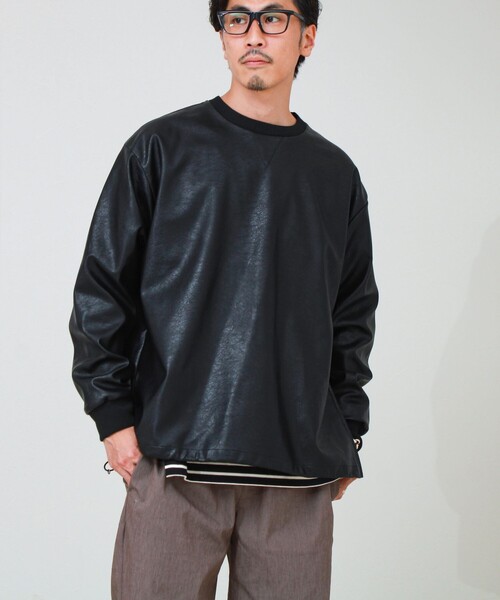 GLOSTER(グロスター)の「サイドジップレザープルオーバー(ブルゾン・メンズ・ブラック/ダークブラウン・S/M/L)」の15枚目の写真