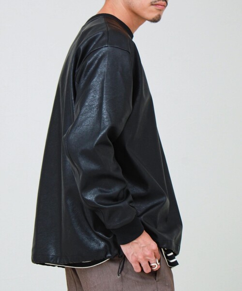 GLOSTER(グロスター)の「サイドジップレザープルオーバー(ブルゾン・メンズ・ブラック/ダークブラウン・S/M/L)」の19枚目の写真