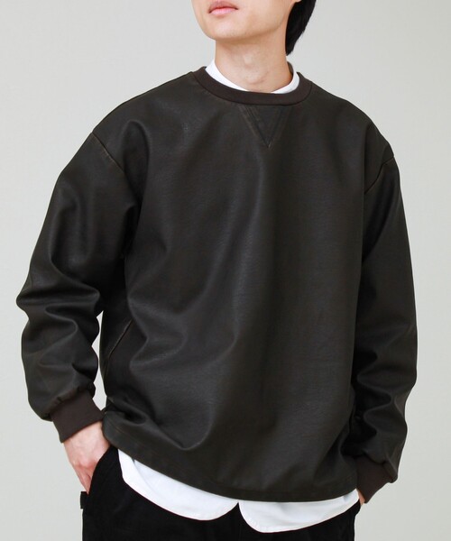 GLOSTER(グロスター)の「サイドジップレザープルオーバー(ブルゾン・メンズ・ブラック/ダークブラウン・S/M/L)」の5枚目の写真