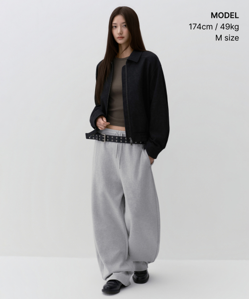 MUSINSA STANDARD WOMAN（ムシンサスタンダードウーマン）の「ウィメンズダブルニットカーブドスウェットパンツ[ミディアムグレー]（スウェットパンツ・レディース・その他・SMALL/X-SMALL/MEDIUM/LARGE）」の6枚目の写真