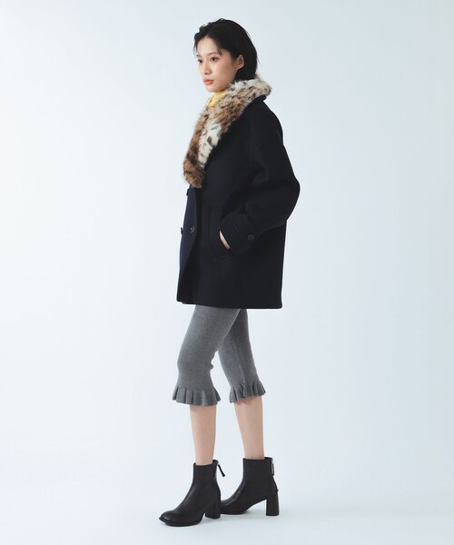Ray BEAMS(レイビームス)の「フェイク ファーカラー ピーコート(ピーコート・レディース・ダークブラウン/ネイビー・0/1)」の4枚目の写真