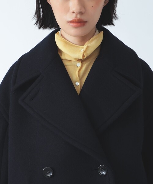 Ray BEAMS(レイビームス)の「フェイク ファーカラー ピーコート(ピーコート・レディース・ダークブラウン/ネイビー・0/1)」の13枚目の写真