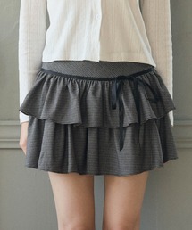 チェックティアードリボンミニスカート / check tiered ribbon mini skirt