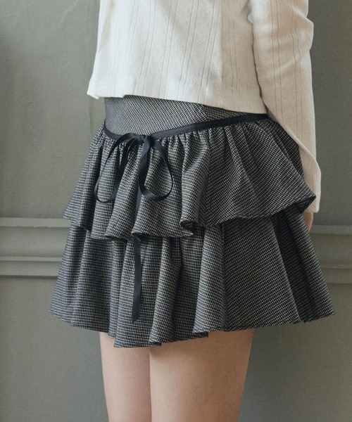 LiLIN（リリン）の「チェックティアードリボンミニスカート / check tiered ribbon mini skirt（スカート・レディース・ブラウン/ブラック・S/M）」の9枚目の写真