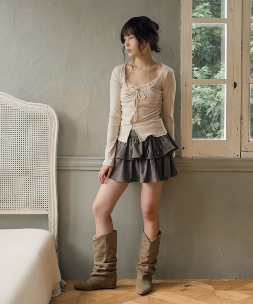LiLIN（リリン）の「チェックティアードリボンミニスカート / check tiered ribbon mini skirt（スカート・レディース・ブラウン/ブラック・S/M）」の10枚目の写真