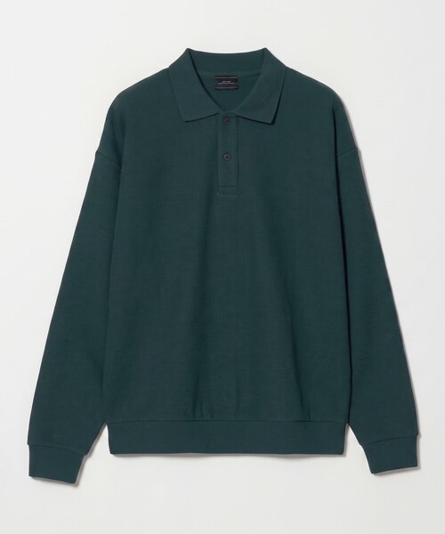 green label relaxing(グリーンレーベルリラクシング)の「ワッフル 長袖 ポロシャツ(ポロシャツ・メンズ・ダークブラウン/ターコイズブルー系/ライトグレー/ブラック・XL/S/M/L)」の4枚目の写真