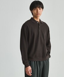 ワッフル 長袖 ポロシャツ