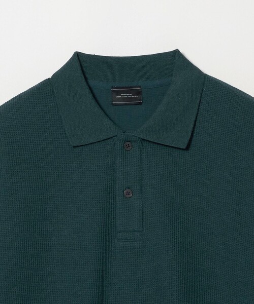 green label relaxing(グリーンレーベルリラクシング)の「ワッフル 長袖 ポロシャツ(ポロシャツ・メンズ・ダークブラウン/ターコイズブルー系/ライトグレー/ブラック・XL/S/M/L)」の8枚目の写真