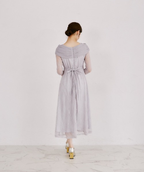 tocco closet（トッコ　クローゼット）の「ラメチュールケープドッキングレースワンピース（ワンピース・レディース・グレー/ベージュ×ブラック・M）」の6枚目の写真
