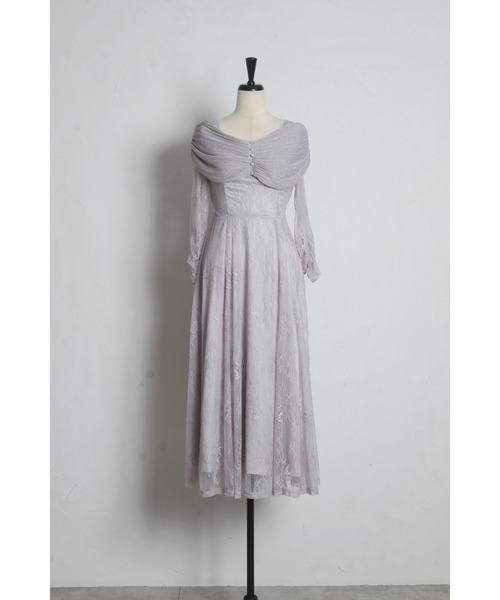 tocco closet（トッコ　クローゼット）の「ラメチュールケープドッキングレースワンピース（ワンピース・レディース・グレー/ベージュ×ブラック・M）」の21枚目の写真