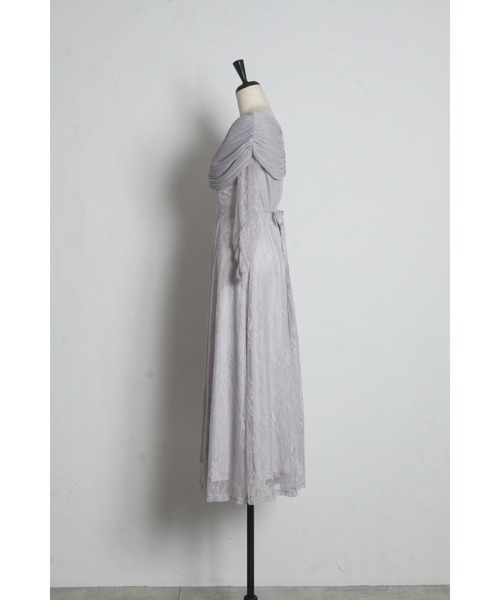 tocco closet（トッコ　クローゼット）の「ラメチュールケープドッキングレースワンピース（ワンピース・レディース・グレー/ベージュ×ブラック・M）」の22枚目の写真