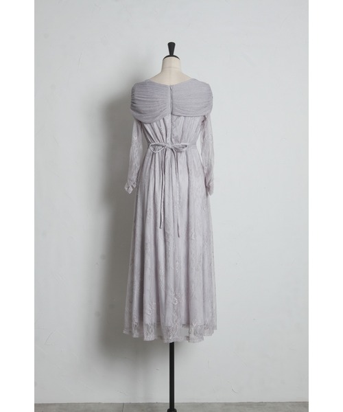 tocco closet（トッコ　クローゼット）の「ラメチュールケープドッキングレースワンピース（ワンピース・レディース・グレー/ベージュ×ブラック・M）」の11枚目の写真