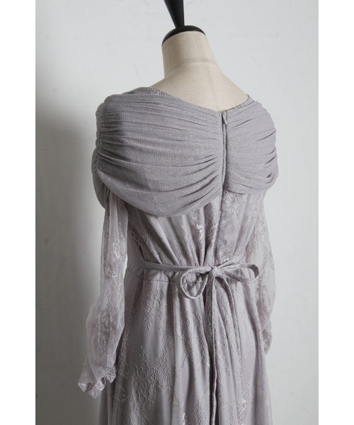 tocco closet（トッコ　クローゼット）の「ラメチュールケープドッキングレースワンピース（ワンピース・レディース・グレー/ベージュ×ブラック・M）」の12枚目の写真