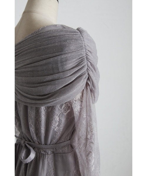 tocco closet（トッコ　クローゼット）の「ラメチュールケープドッキングレースワンピース（ワンピース・レディース・グレー/ベージュ×ブラック・M）」の9枚目の写真