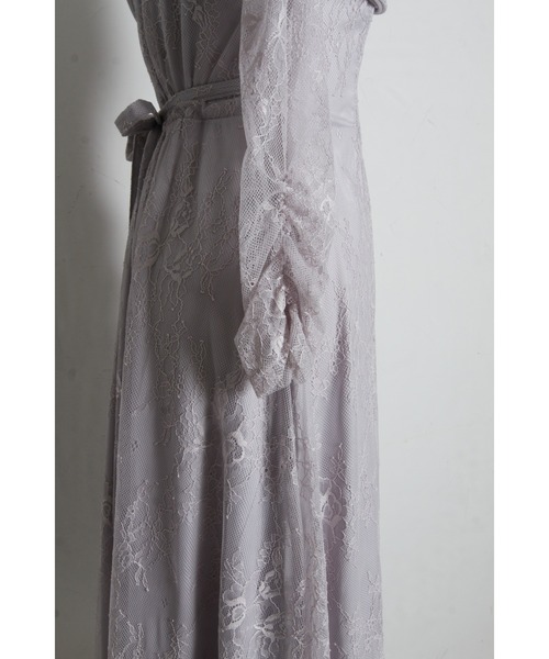 tocco closet（トッコ　クローゼット）の「ラメチュールケープドッキングレースワンピース（ワンピース・レディース・グレー/ベージュ×ブラック・M）」の10枚目の写真
