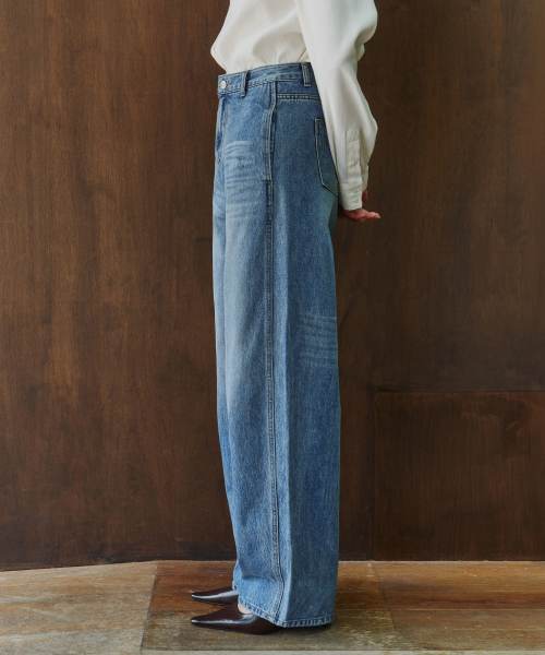 SIYAZU（シヤジュ）の「SIJN6120 BARREL ワイドカーブドデニム_Medium blue（デニムパンツ・レディース・ブルー・SMALL/MEDIUM/LARGE）」の2枚目の写真
