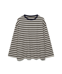 レトロマルチストライプ長袖Tシャツ（ネイビー）