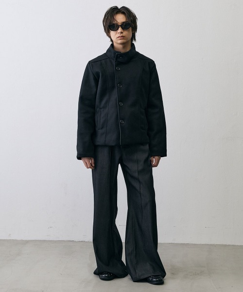 Shoowtime(ショウタイム)の「Diagonal Button Military Pea Coat / ダイアゴナルボタンミリタリーPコート(ピーコート・メンズ・ブラック・LARGE/MEDIUM/SMALL)」の9枚目の写真