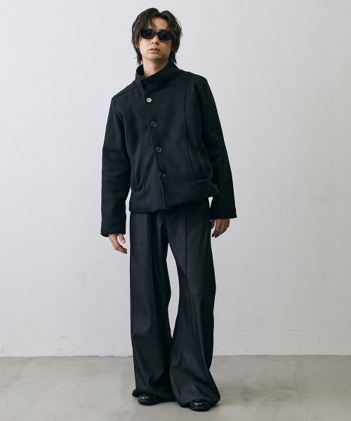 Shoowtime(ショウタイム)の「Diagonal Button Military Pea Coat / ダイアゴナルボタンミリタリーPコート(ピーコート・メンズ・ブラック・LARGE/MEDIUM/SMALL)」の11枚目の写真