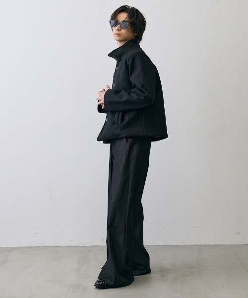 Shoowtime(ショウタイム)の「Diagonal Button Military Pea Coat / ダイアゴナルボタンミリタリーPコート(ピーコート・メンズ・ブラック・LARGE/MEDIUM/SMALL)」の12枚目の写真