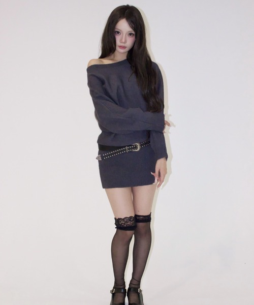 REINE NOIRE(レーヌノワール)の「Slouchy Mood Knit / スラウチー ムード ニット(ワンピース・レディース・グレー・FREE)」の8枚目の写真