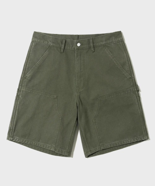 OUTSTANDING(アウトスタンディング)の「CANVAS CARPENTER DOUBLE KNEE SHORTS_OLIVE(その他パンツ・メンズ・その他・S/M/L)」の1枚目の写真
