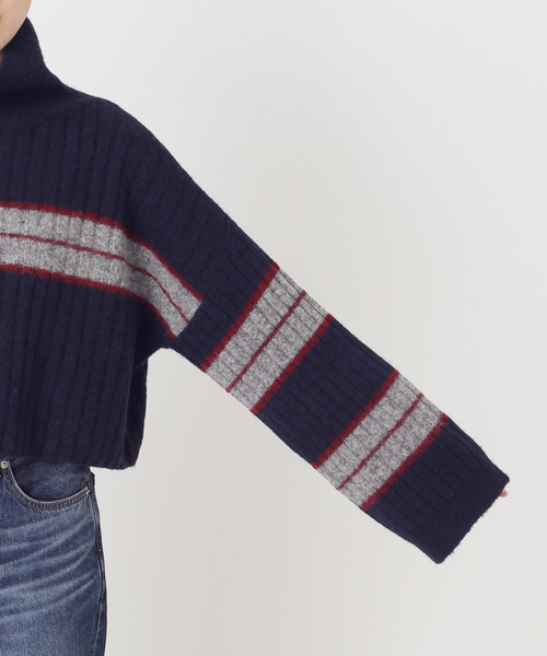 Spick & Span（スピックアンドスパン）の「マルチボーダーハイネックプルオーバー（ニット/セーター・レディース・ネイビー/チャコールグレー・FREE）」の21枚目の写真