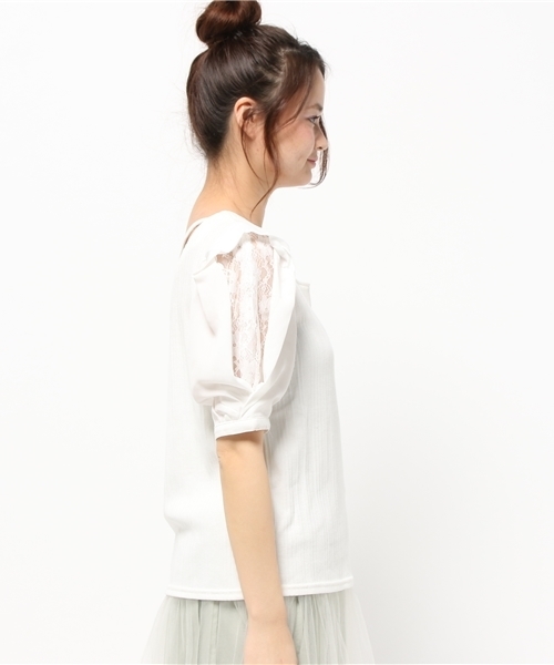 one after another NICE CLAUP(ワンアフターアナザーナイスクラップ)の「袖シフォンテレコプルオーバー(Tシャツ/カットソー・レディース・アイボリー/ミント/ラベンダー/ネイビー・FREE)」の6枚目の写真